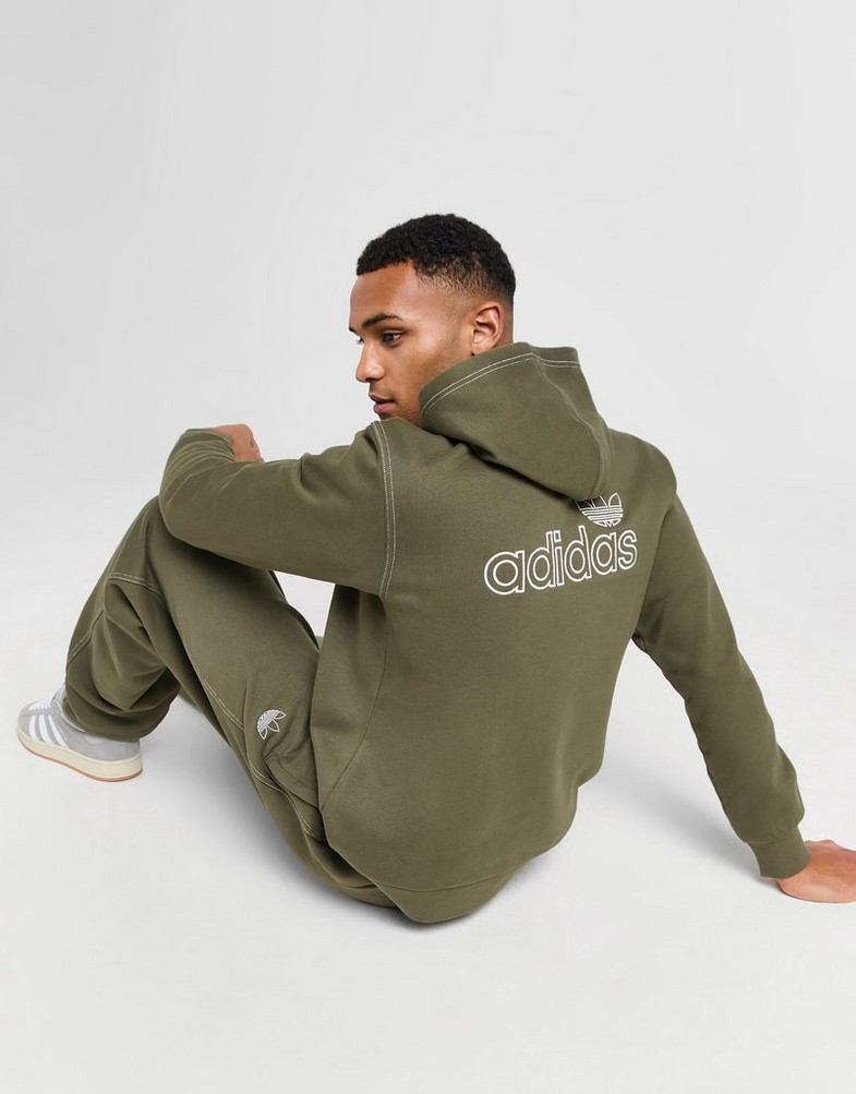 Férfi pulóverek ADIDAS PULÓVER KAPUCNIS STITCH HD KHAKI