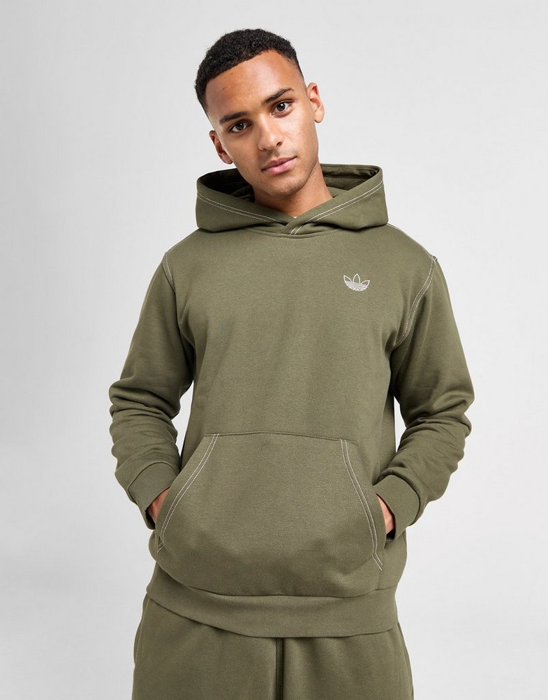 Férfi pulóverek ADIDAS PULÓVER KAPUCNIS STITCH HD KHAKI