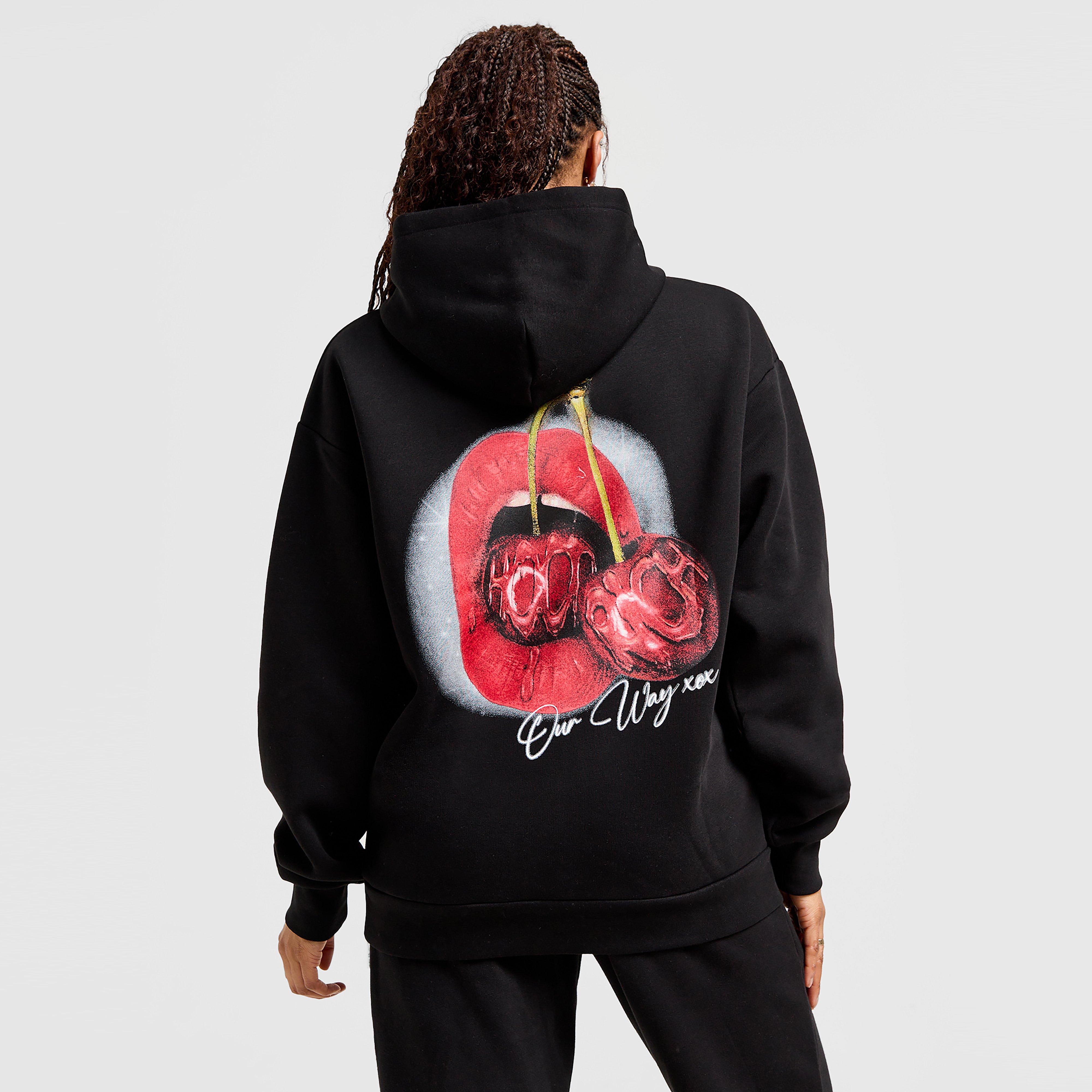 Női pulóver HOODRICH PULÓVER KAPUCNIS CHERRIES BF HD BLK