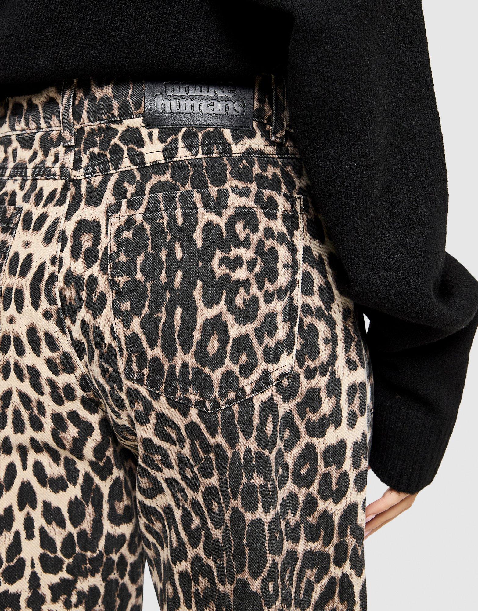 Jeansy damskie UNLIKE HUMANS SPODNIE LEOPARD JN ULHTW10210752 Brązowy