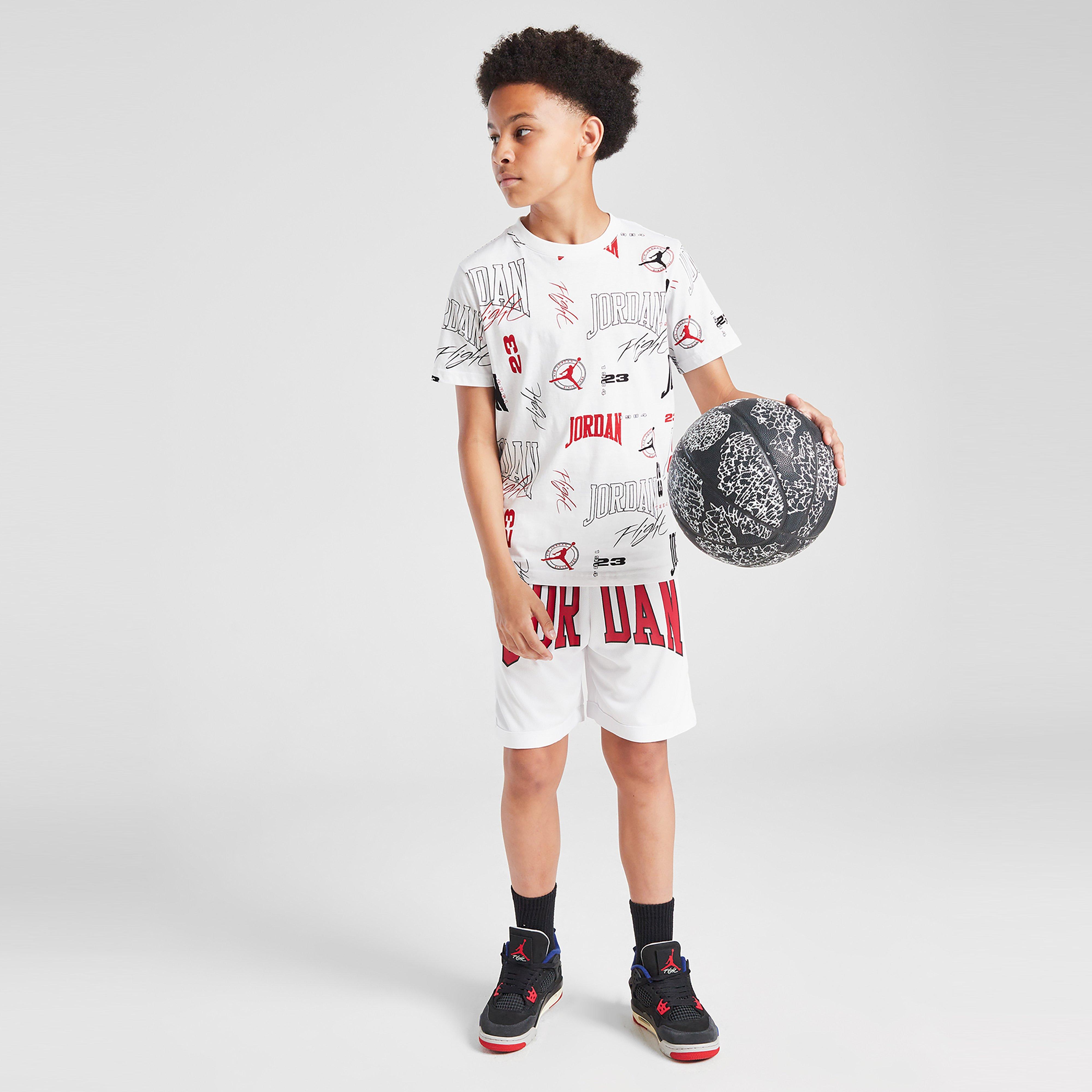 Gyerek póló JORDAN PÓLÓ ARC AOP TEE WHT/BLK/RED