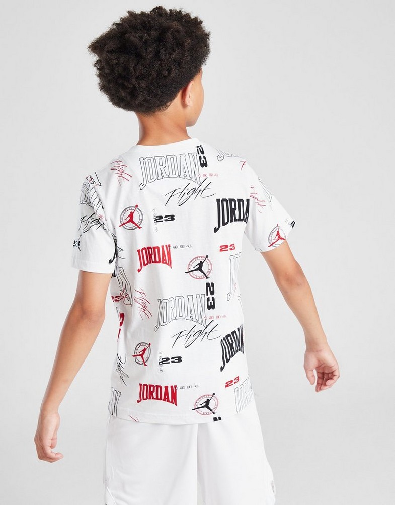Koszulka, t-shirt dziecięcy JORDAN T-SHIRT ARC AOP TEE WHT/BLK/RED 95D800-001 Biały