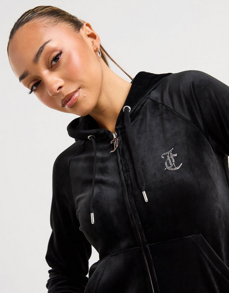 Női pulóver JUICY COUTURE PULÓVER CIPZÁRAS KAPUCNIS DMNT BLK JCJDW368101 Fekete