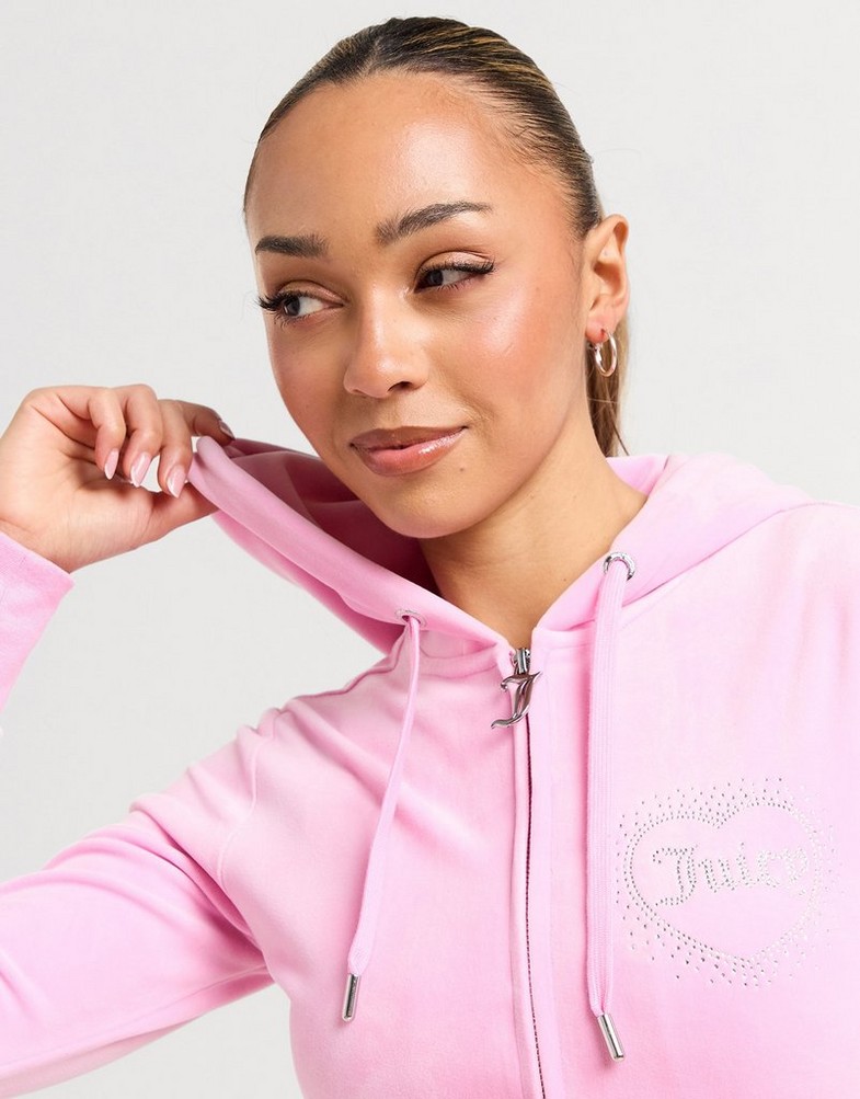 Дамска блуза JUICY COUTURE СУИТЧЪР СЪС ЗАКОПЧАВАНЕ   С КАЧУЛКА DMNT PNK JCJDW376346 Розов