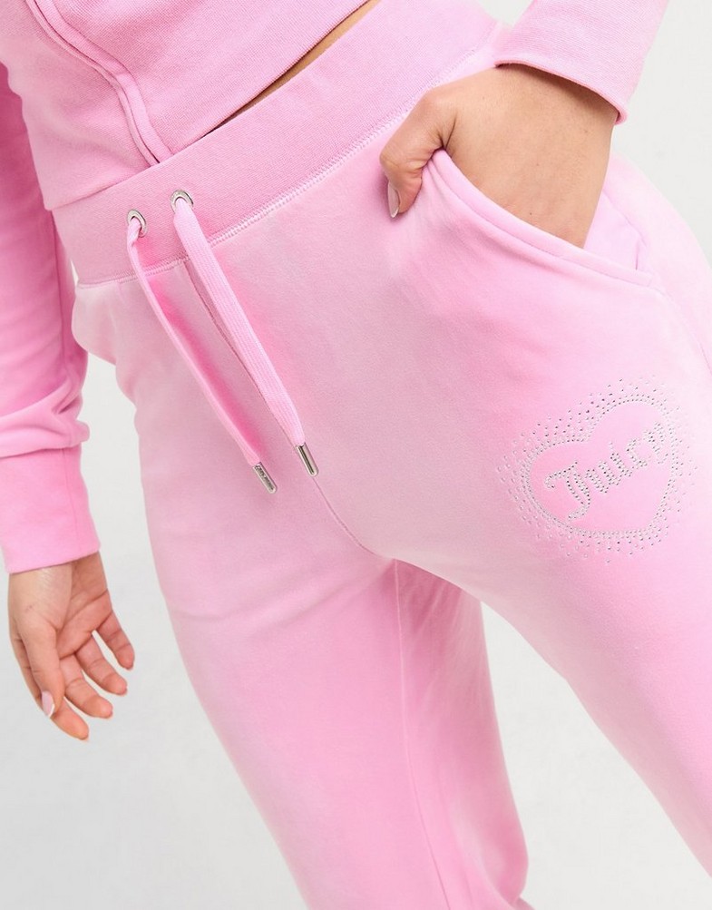 Dámské kalhoty JUICY COUTURE KALHOTY  DMNT HEART LOGO PNT PNK JCJDW378346 Růžová