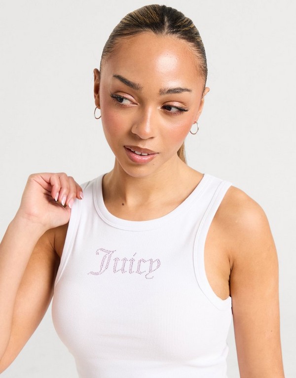 Juicy Couture Tank Dmnt Rib Tank Wht/pnk