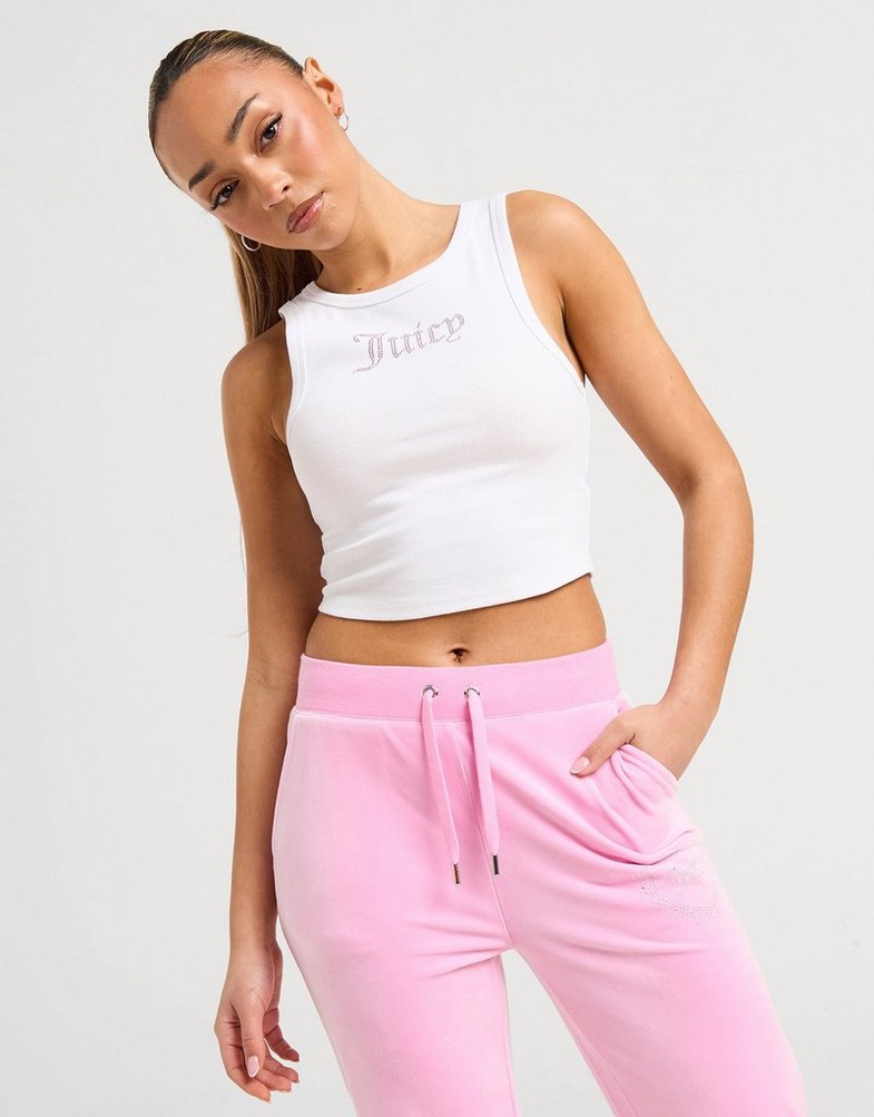 Top pentru femei JUICY COUTURE MAIOU DMNT RIB MAIOU WHT/PNK JCJDW364345 Alb