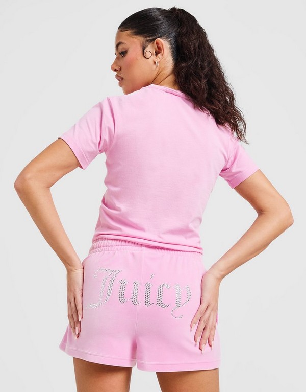 Juicy Couture Szorty Dmnt Heart Logo Sht Pink