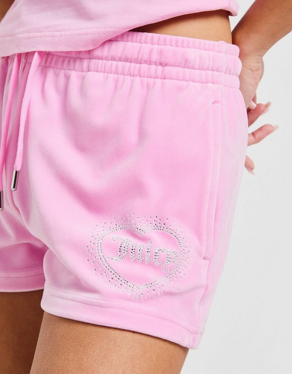 Juicy Couture Szorty Dmnt Heart Logo Sht Pink