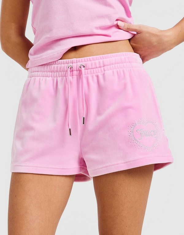 Juicy Couture Szorty Dmnt Heart Logo Sht Pink - obrazek 3