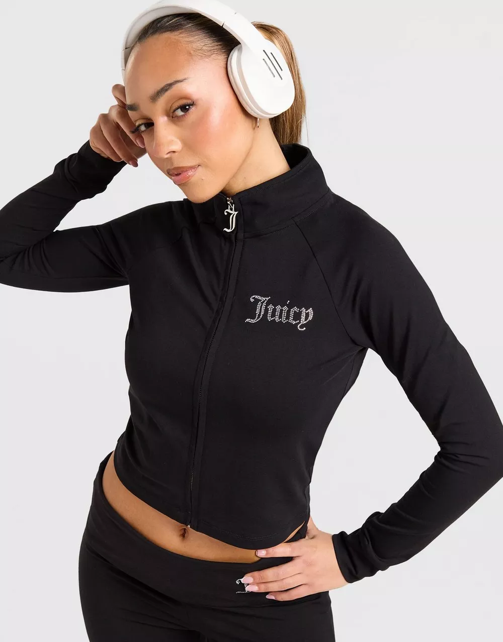 JUICY COUTURE КОФТА НА БЛИСКАВЦІ   З КАПЮШОНОМ DMNT BLK, фото 1 з 5