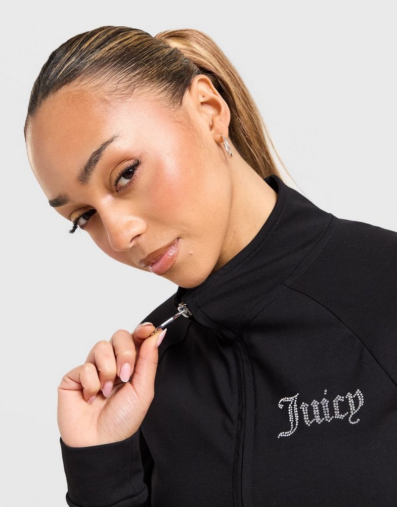 Dámská mikina JUICY COUTURE MIKINA ROZEPÍNACÍ   S KAPUCÍ DMNT BLK JCJDW374101 Černá