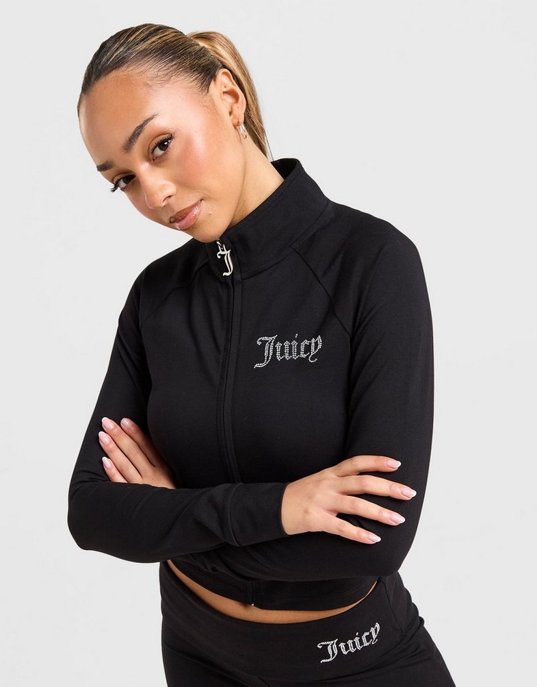 Dámská mikina JUICY COUTURE MIKINA ROZEPÍNACÍ   S KAPUCÍ DMNT BLK JCJDW374101 Černá