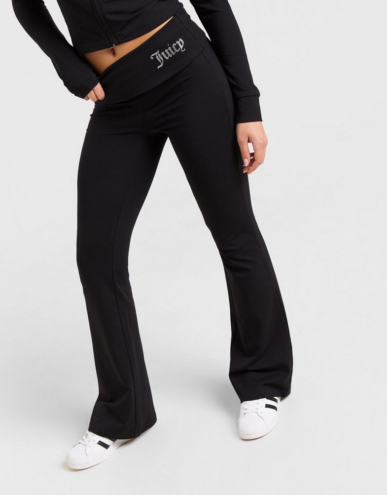 Dámske nohavice JUICY COUTURE NOHAVICE  DMNT FOLD OVER PANT BLK JCJDW375101 Čierna