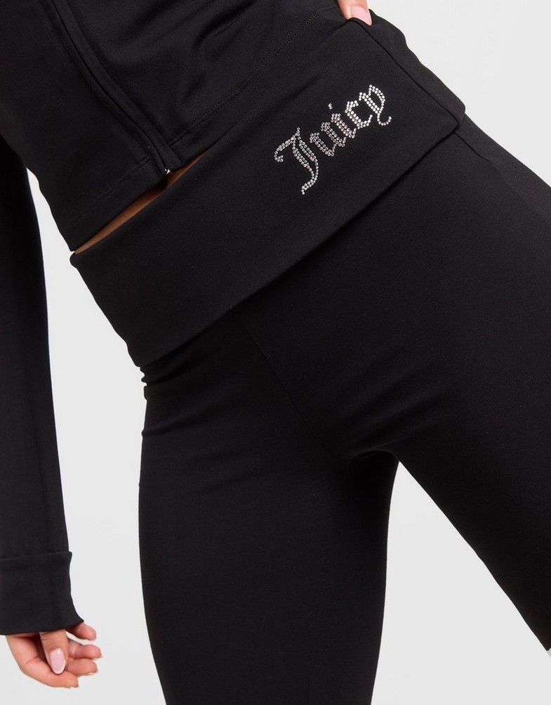 Pantaloni pentru femei JUICY COUTURE PANTALONI  DMNT FOLD OVER PANT BLK JCJDW375101 Negru