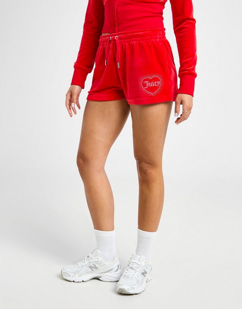 Pantaloni scurți pentru femei JUICY COUTURE PANTALONI SCURȚI   DMNT HEART LGO SHT C'RED JCJDW377758 Roșu