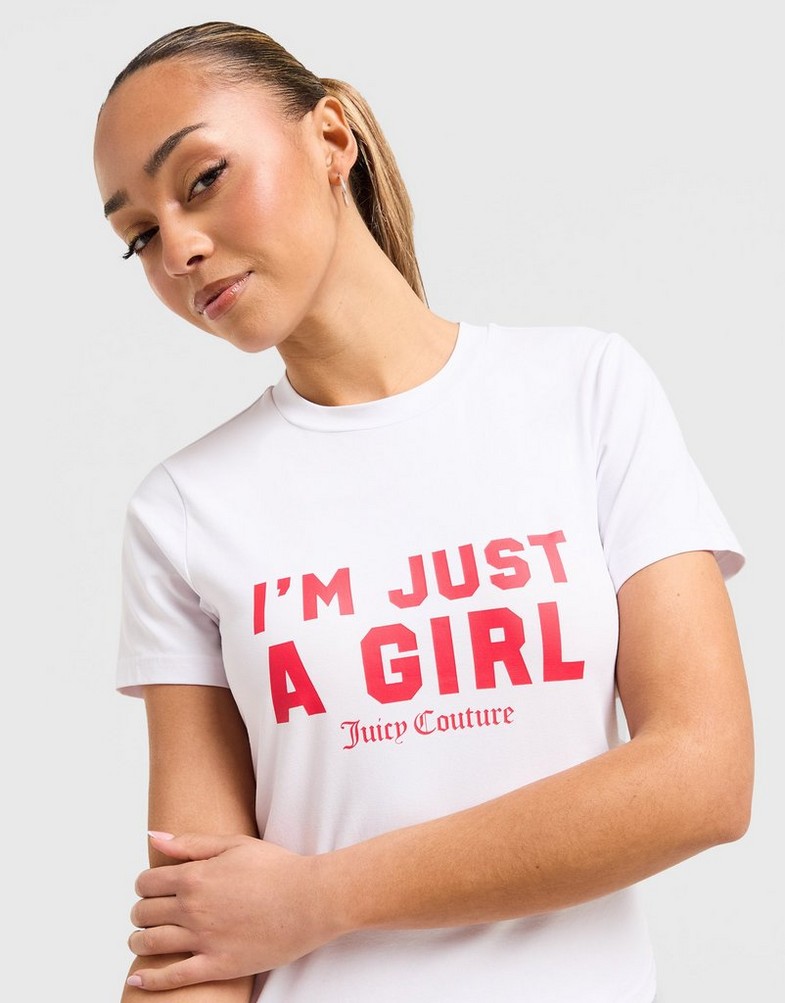 Tricou pentru femei JUICY COUTURE TRICOU JUST A GIRL T WHT/RED JCJDW379914 Alb