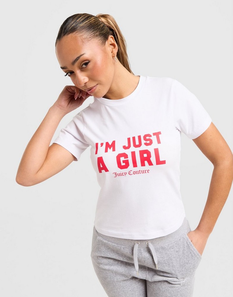 Tricou pentru femei JUICY COUTURE TRICOU JUST A GIRL T WHT/RED JCJDW379914 Alb