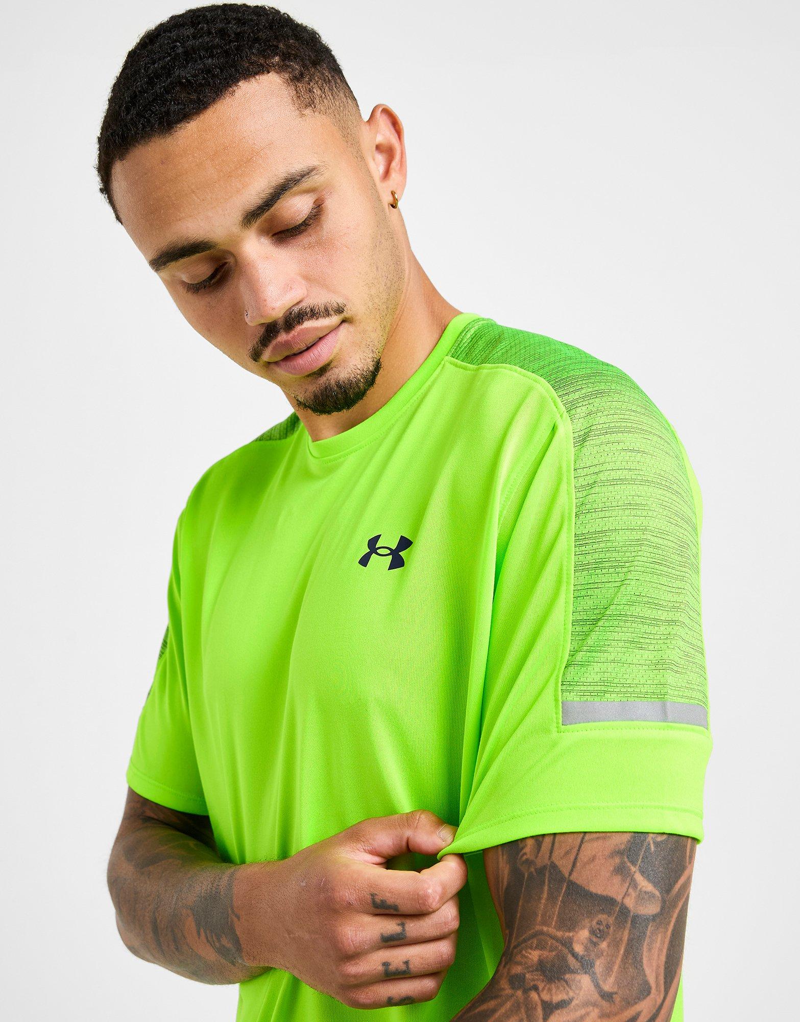 Koszulka, t-shirt męski UNDER ARMOUR T-SHIRT TECH UTILITY SS 1385976-389 Limonkowy