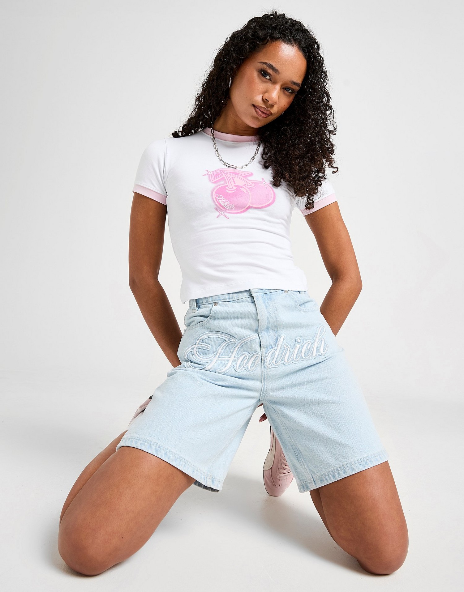 Hoodrich Szorty Front Script Jort Light Blue