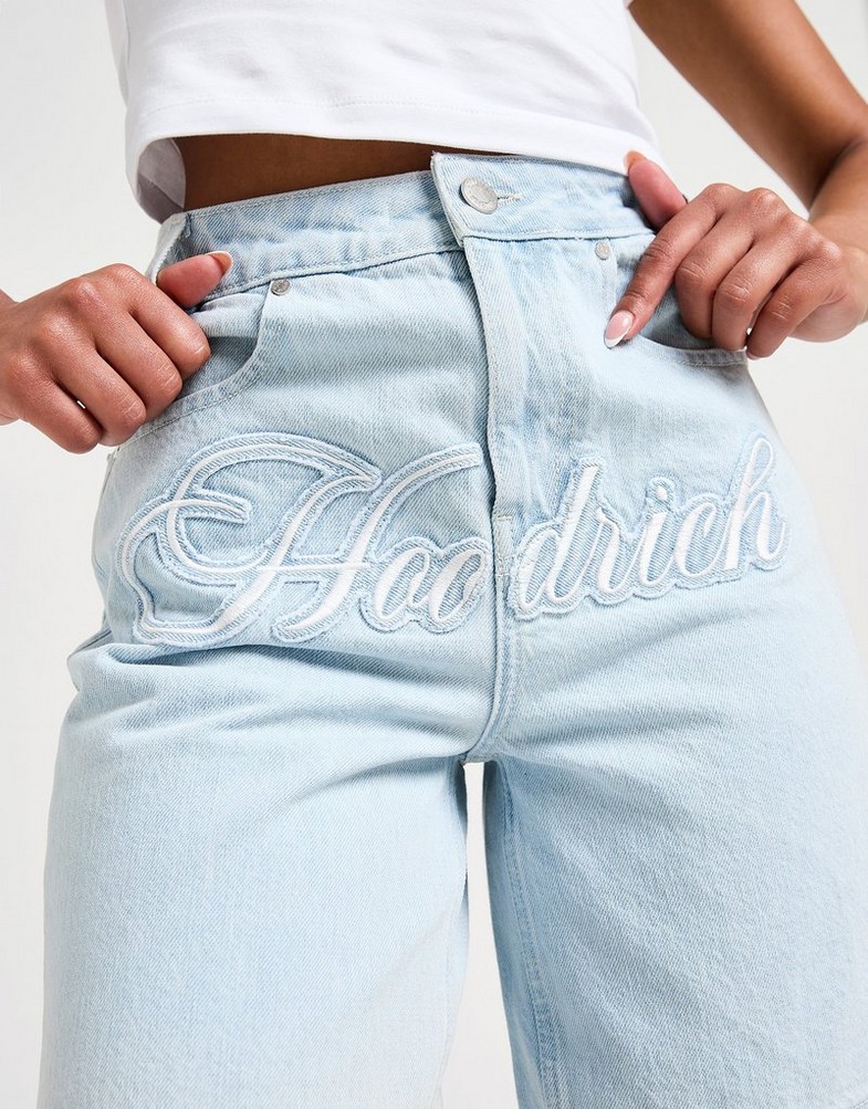 Krótkie spodenki, szorty damskie HOODRICH SZORTY FRONT SCRIPT JORT LIGHT BLUE HW01250325 Niebieski