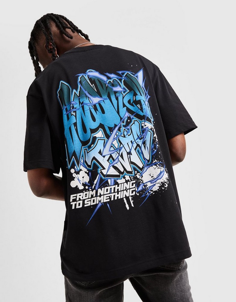 Pánske tričko HOODRICH TRIČKO WALL ART TEE BLK/BLU HR-0125-0526 Čierna