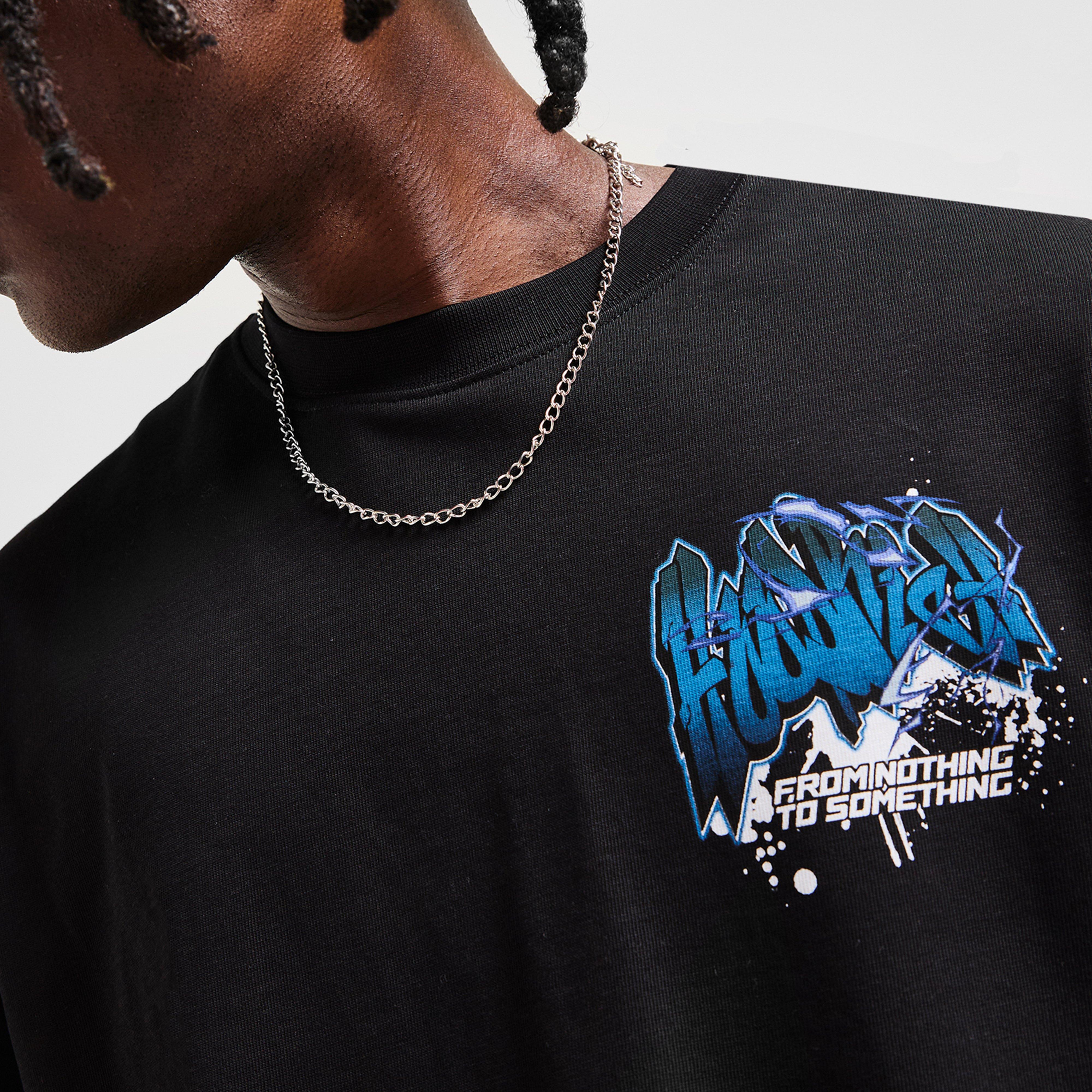 Férfi póló HOODRICH PÓLÓ WALL ART TEE BLK/BLU