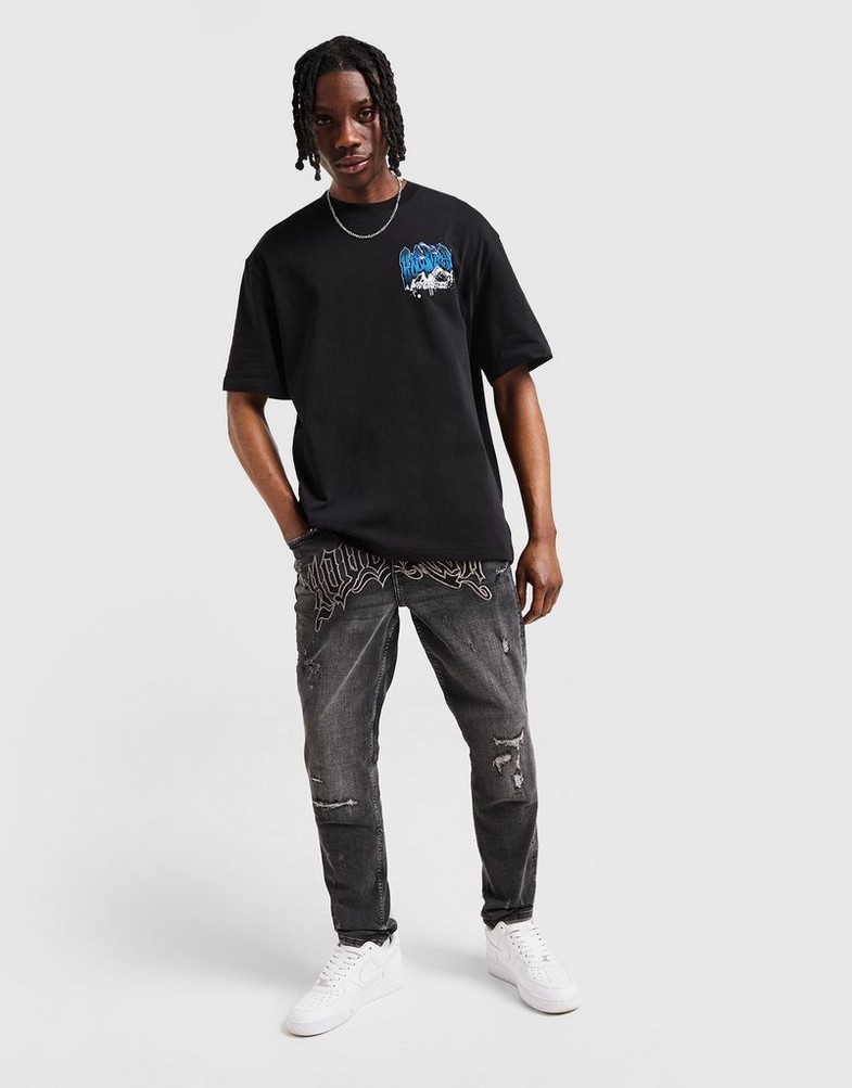 Pánske tričko HOODRICH TRIČKO WALL ART TEE BLK/BLU HR-0125-0526 Čierna