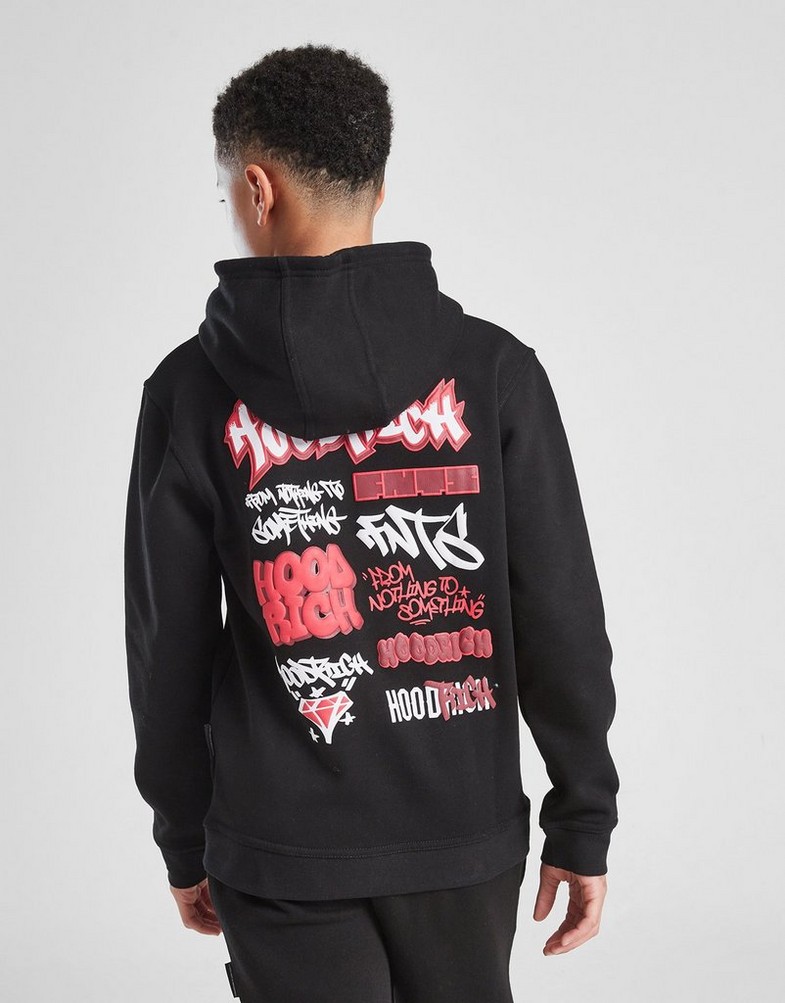 Detská mikina HOODRICH MIKINA S KAPUCŇOU GRAFFITI HD BLK/RED HJ 0125 0178 Čierna