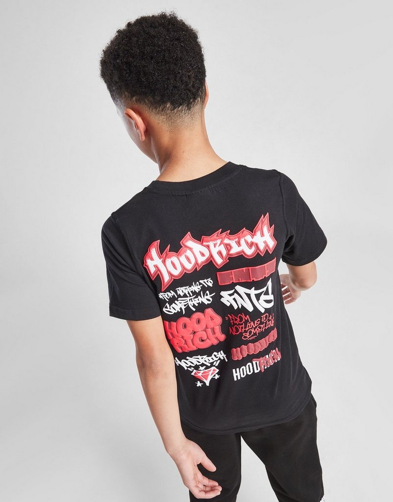 Detské tričko HOODRICH TRIČKO GRAFFITI TEE BLK/RED HJ 0125 0180 Černá