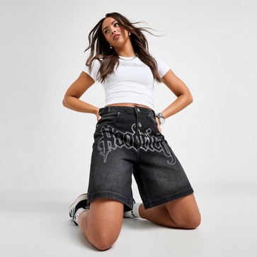 Pantaloni scurți pentru femei HOODRICH PANTALONI SCURȚI DENIM SHORT BLACK