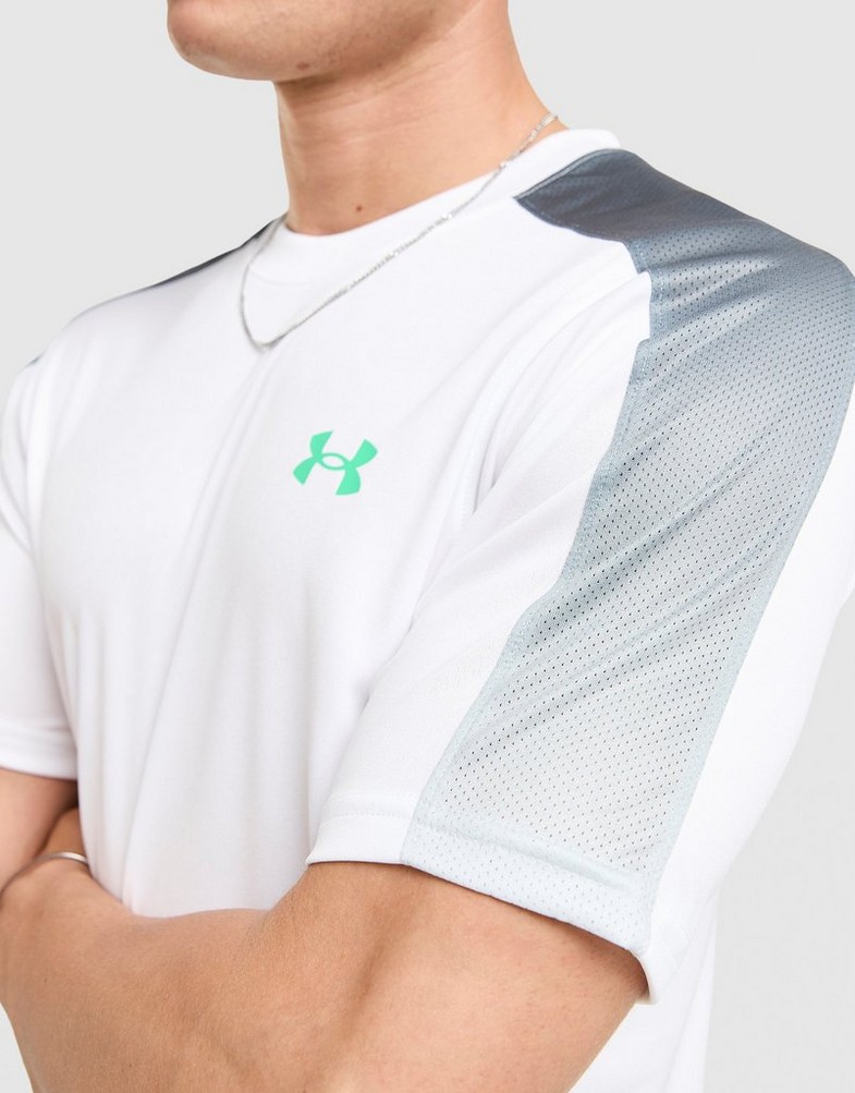Férfi póló UNDER ARMOUR PÓLÓ TECH FADE T WHT/GRN 6007964-100 Fehér