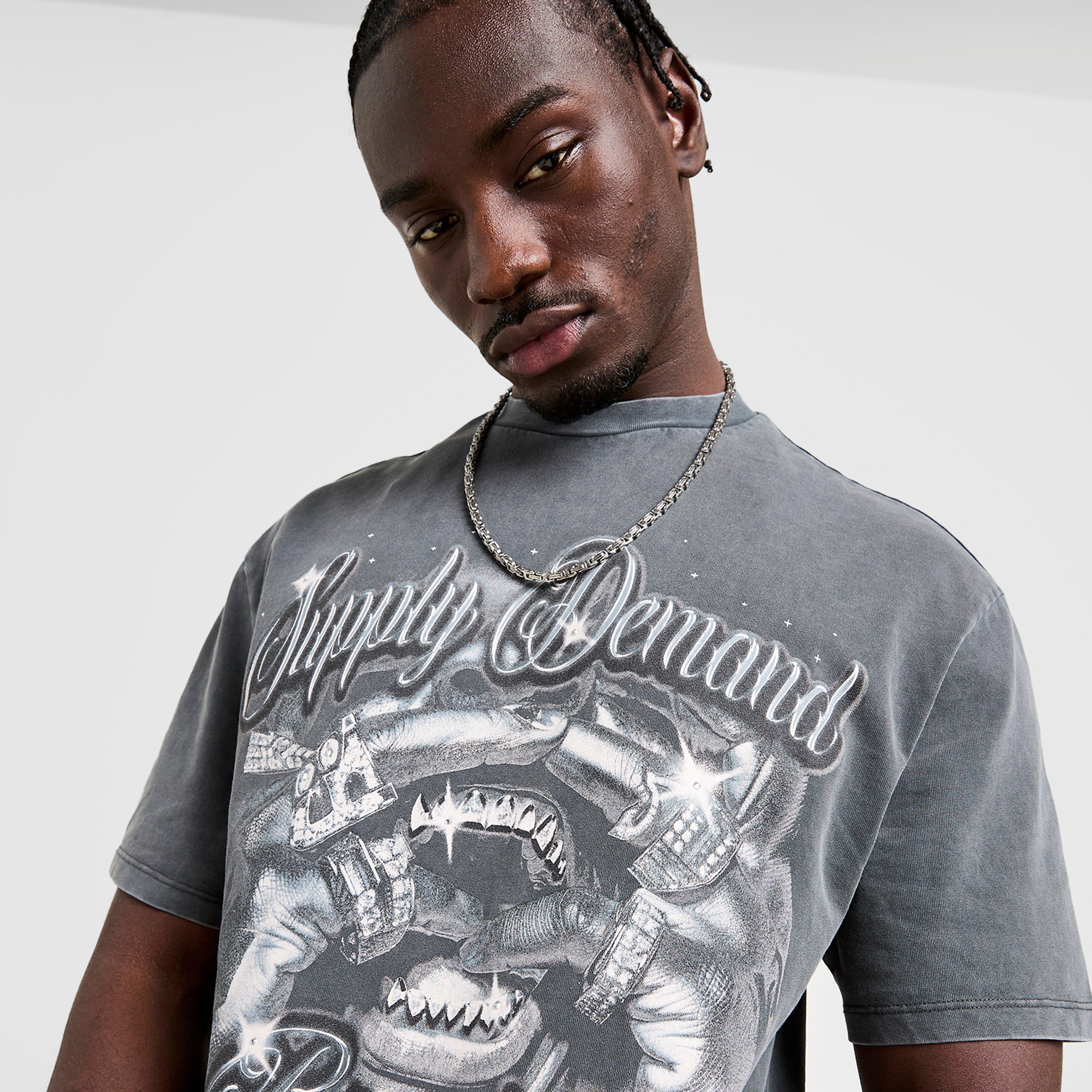 Férfi póló SUPPLY&DEMAND PÓLÓ CHROME GRILL TEE BLK-BLK