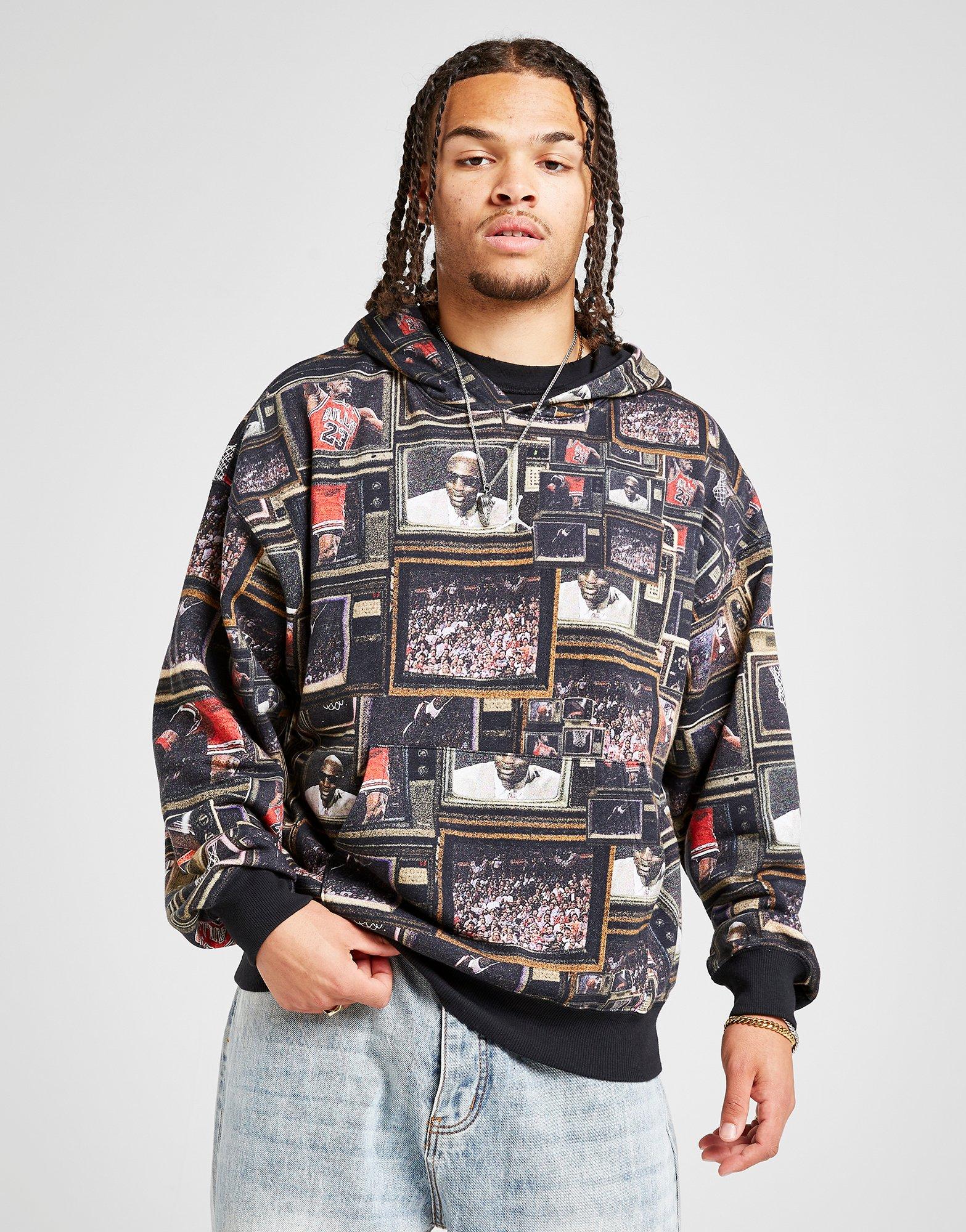 Bluză pentru bărbați JORDAN BLUZĂ CU GLUGĂ M J BRK AOP FLC PO LB HV0552-010 Negru