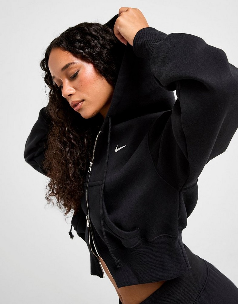 Дамска блуза NIKE СУИТЧЪР СЪС ЗАКОПЧАВАНЕ С   КАЧУЛКА W NSW PHNX FLC CRP HV2426-010 Черен