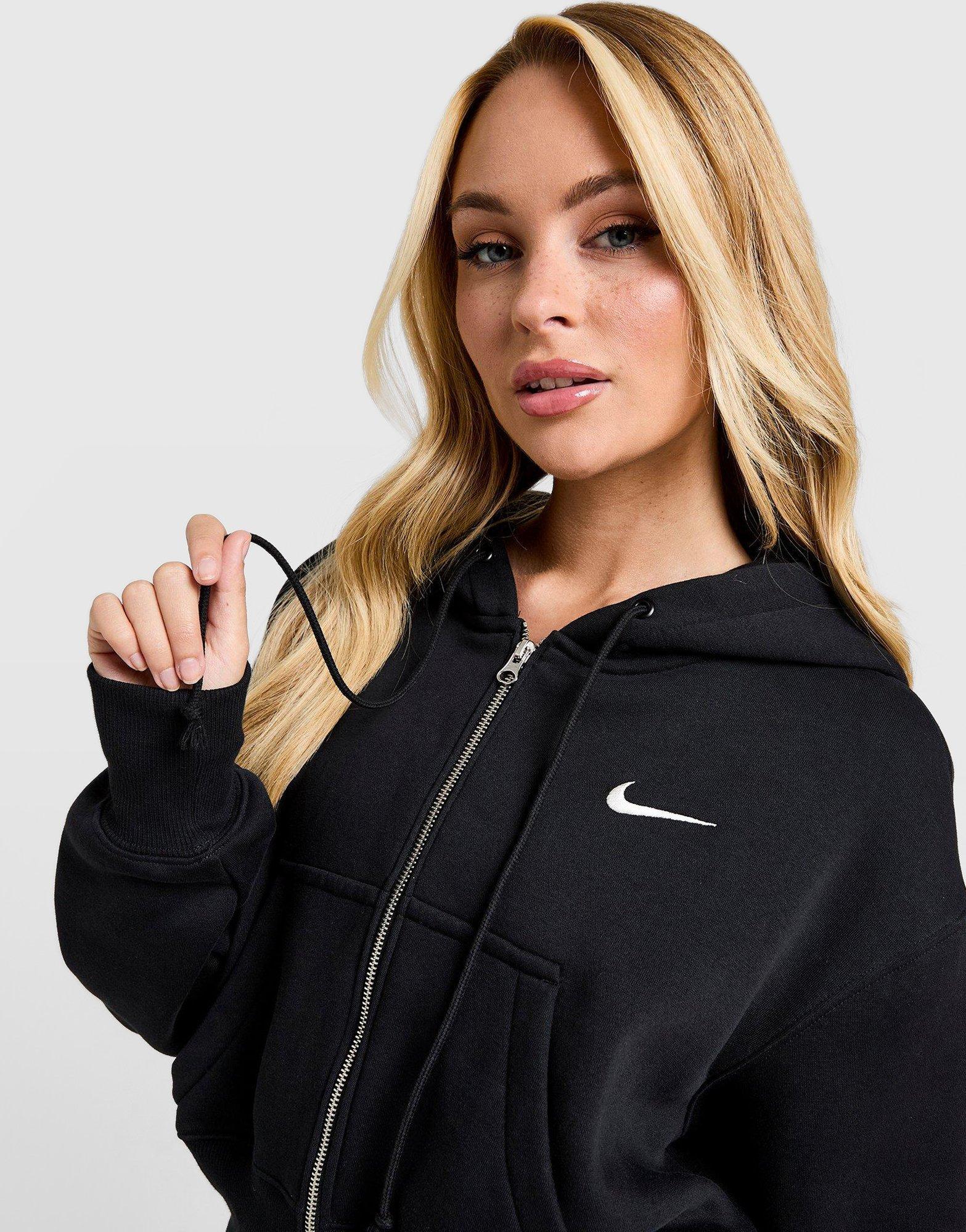 Női pulóver NIKE PULÓVER CIPZÁRAS KAPUCNIS W NSW PHNX FLC CRP HV2426-010 Fekete