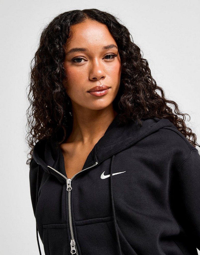 Дамска блуза NIKE СУИТЧЪР СЪС ЗАКОПЧАВАНЕ С   КАЧУЛКА W NSW PHNX FLC CRP HV2426-010 Черен