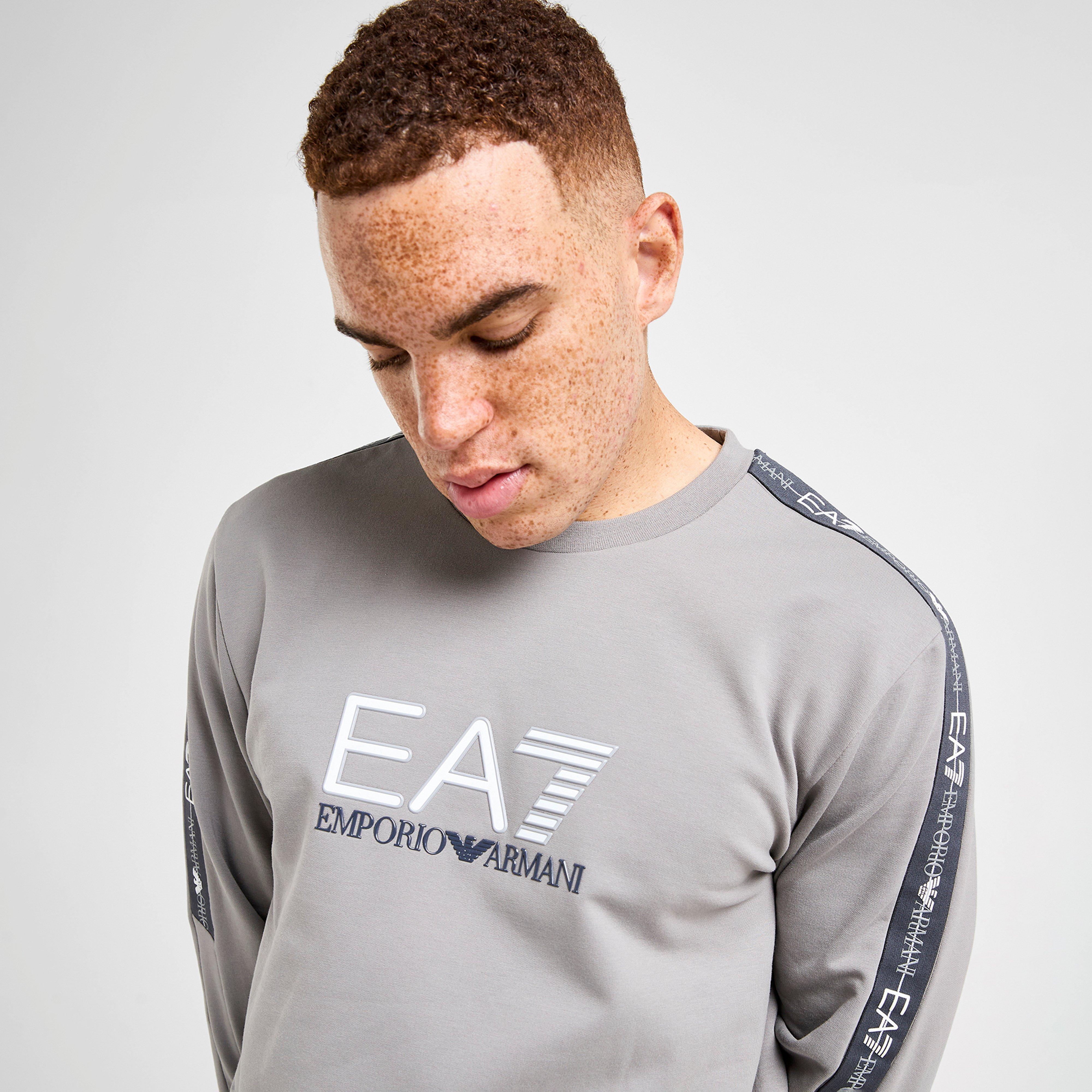 Férfi pulóverek EMPORIO ARMANI 7 PULÓVER TAPE LL CREW SHARKSKIN