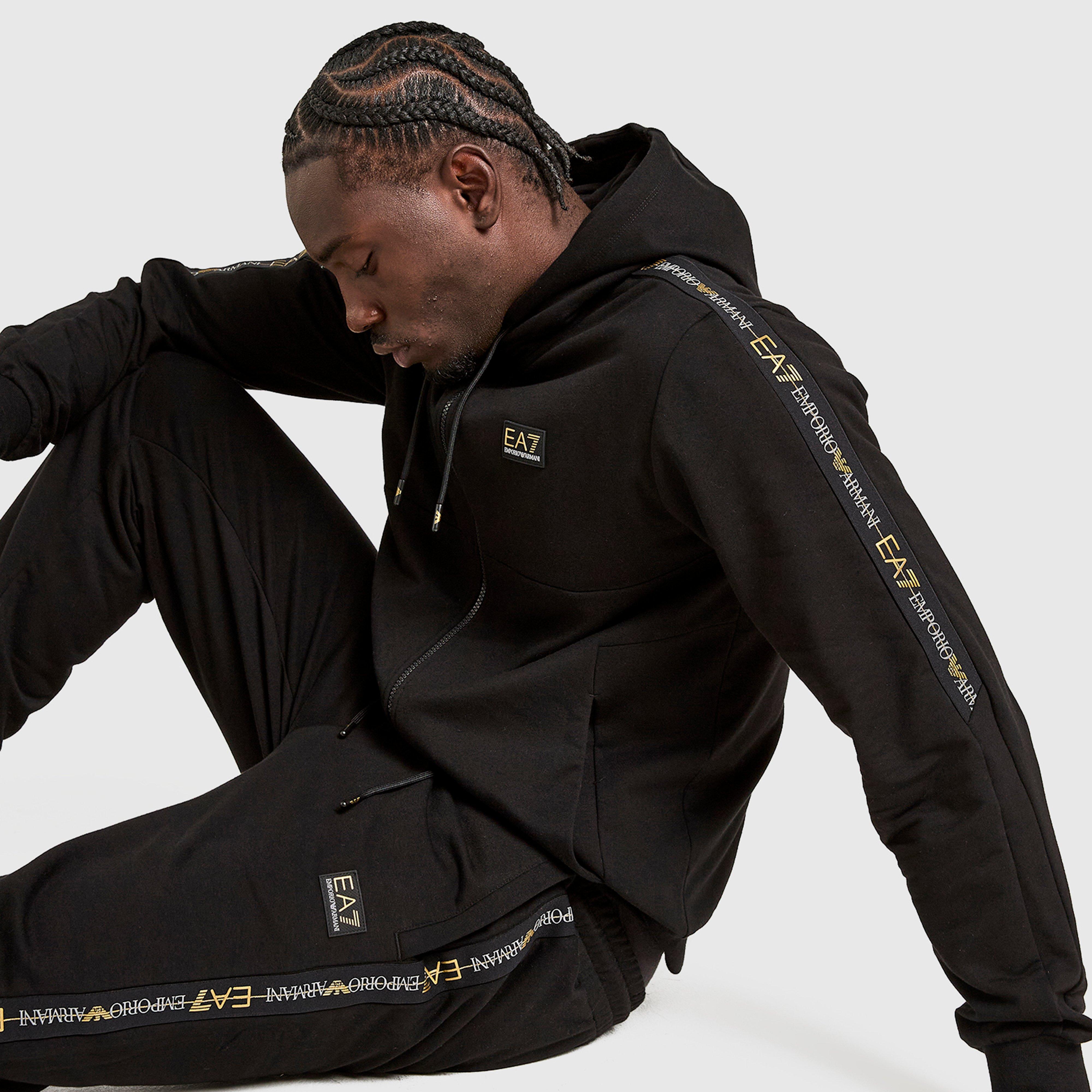 Bluză pentru bărbați EMPORIO ARMANI 7 BLUZĂ CU GLUGĂ TAPE FZ HD BK/GL