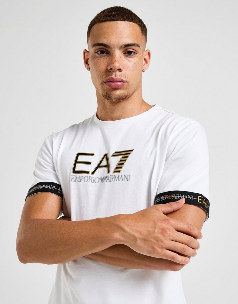Muški T-shirt EMPORIO ARMANI 7 T-SHIRT TAPE LL T WHT/GLD/BLK AF132447M001152U0002 bijela