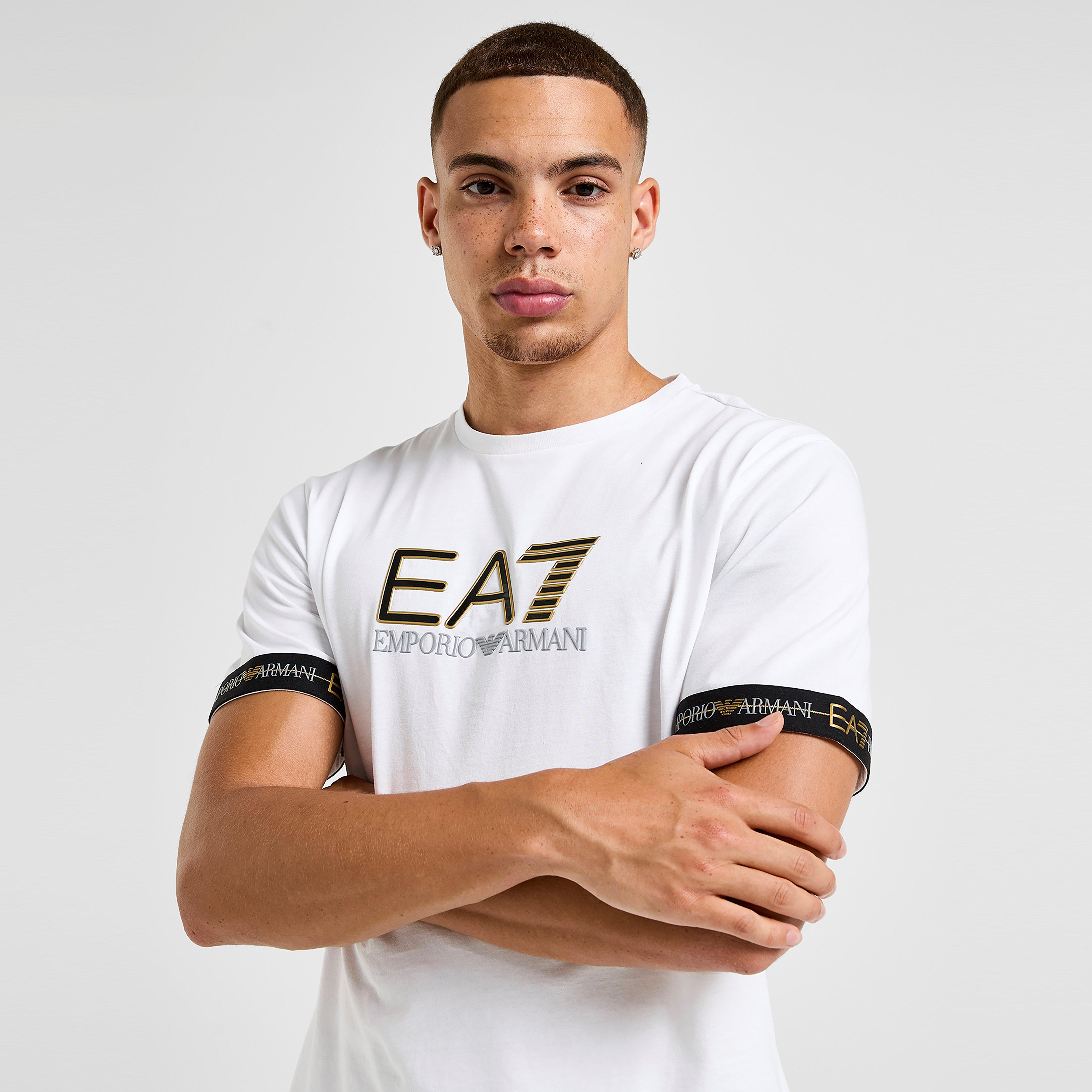 Koszulka, t-shirt męski EMPORIO ARMANI 7 T-SHIRT TAPE LL T WHT/GLD/BLK