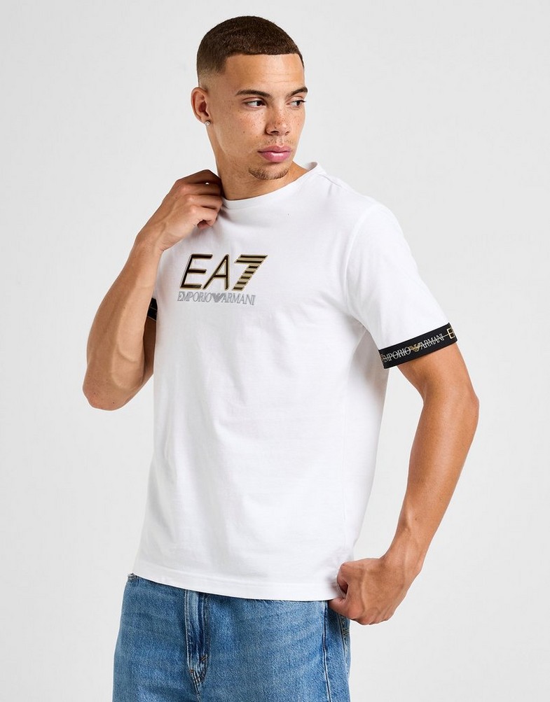 Muški T-shirt EMPORIO ARMANI 7 T-SHIRT TAPE LL T WHT/GLD/BLK AF132447M001152U0002 bijela