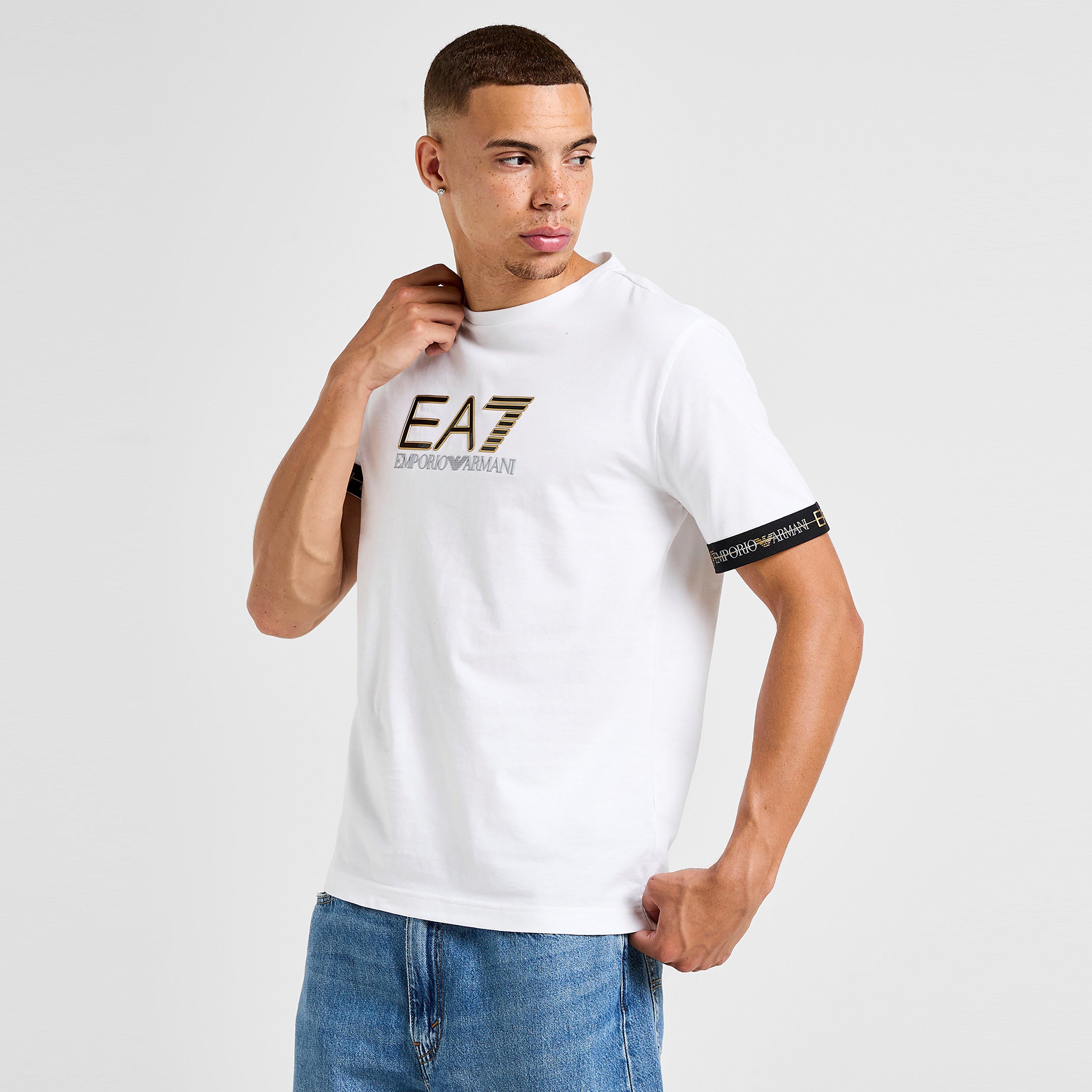 Koszulka, t-shirt męski EMPORIO ARMANI 7 T-SHIRT TAPE LL T WHT/GLD/BLK
