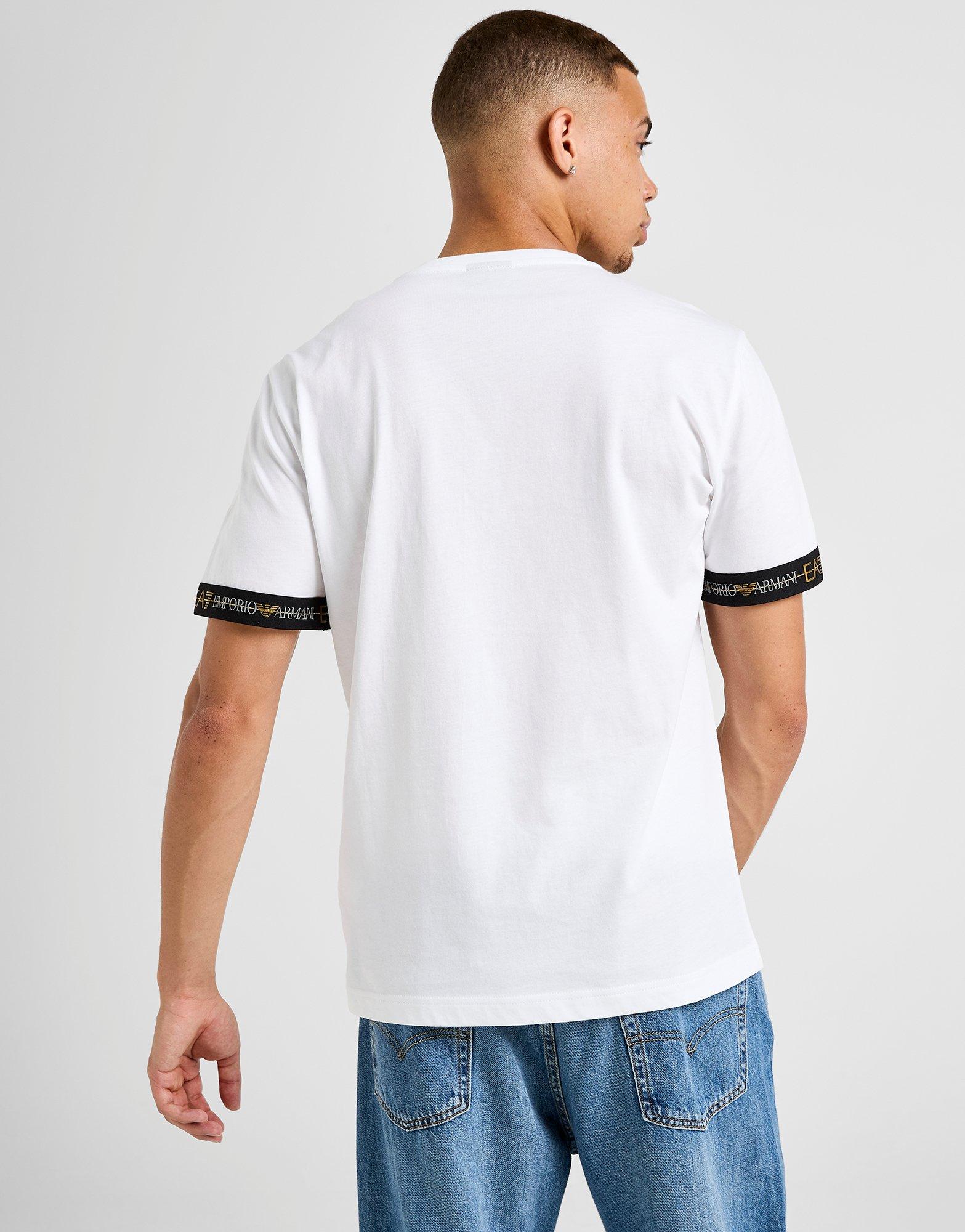 Koszulka, t-shirt męski EMPORIO ARMANI 7 T-SHIRT TAPE LL T WHT/GLD/BLK AF132447M001152U0002 Biały