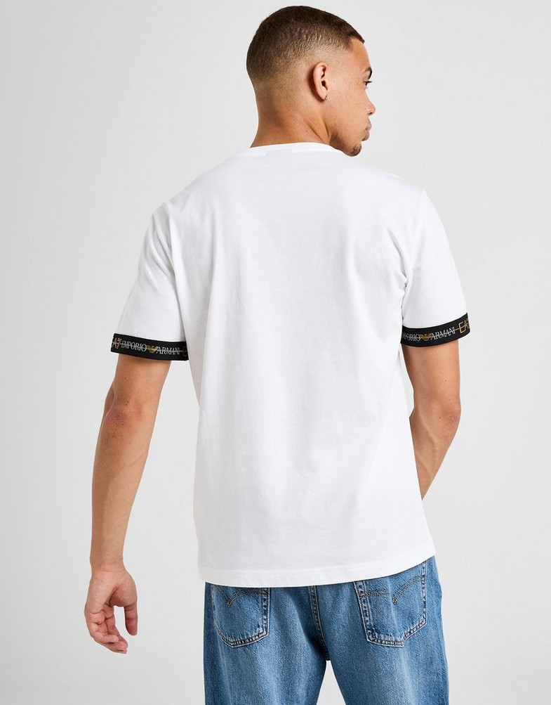 Muški T-shirt EMPORIO ARMANI 7 T-SHIRT TAPE LL T WHT/GLD/BLK AF132447M001152U0002 bijela