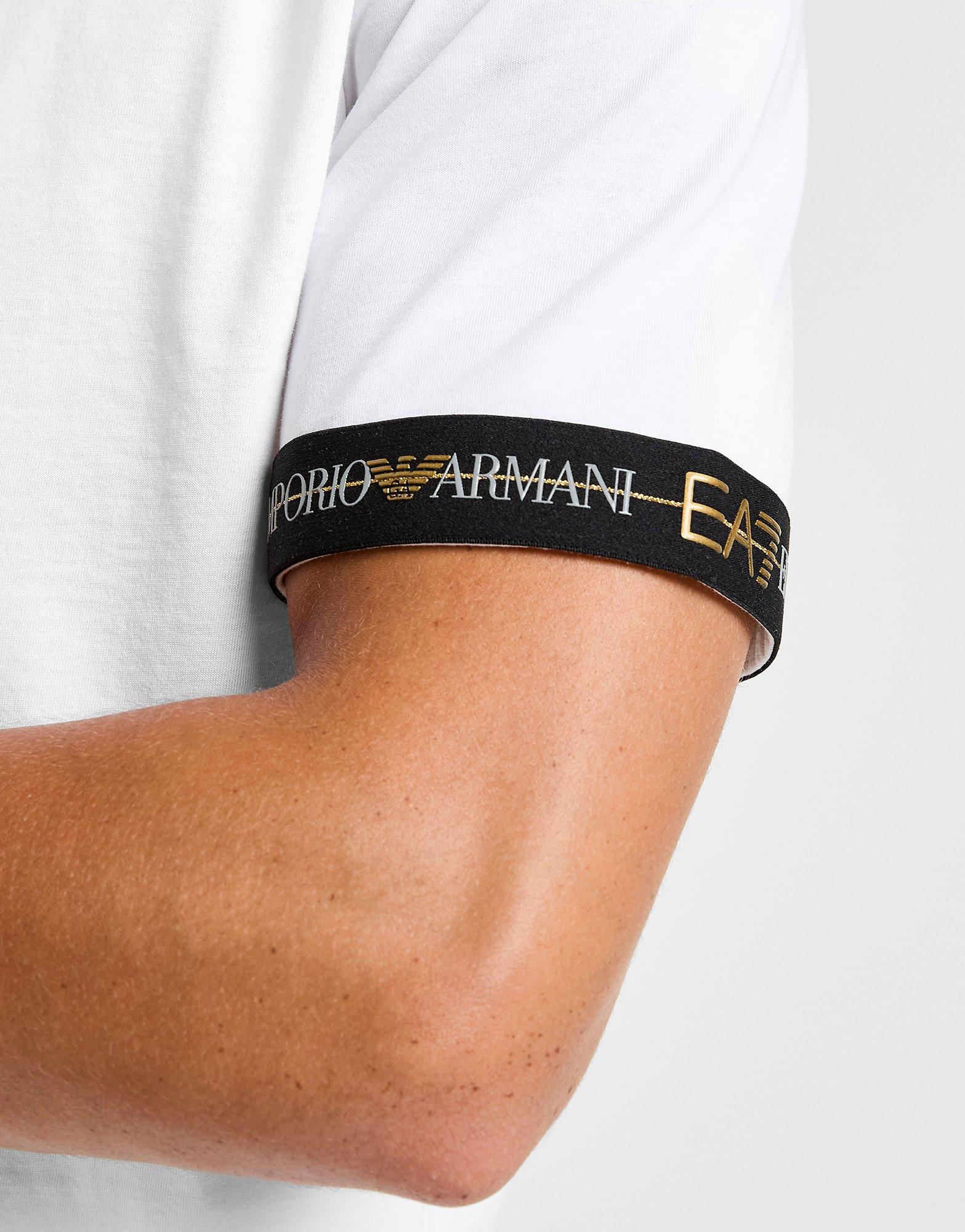 Koszulka, t-shirt męski EMPORIO ARMANI 7 T-SHIRT TAPE LL T WHT/GLD/BLK AF132447M001152U0002 Biały