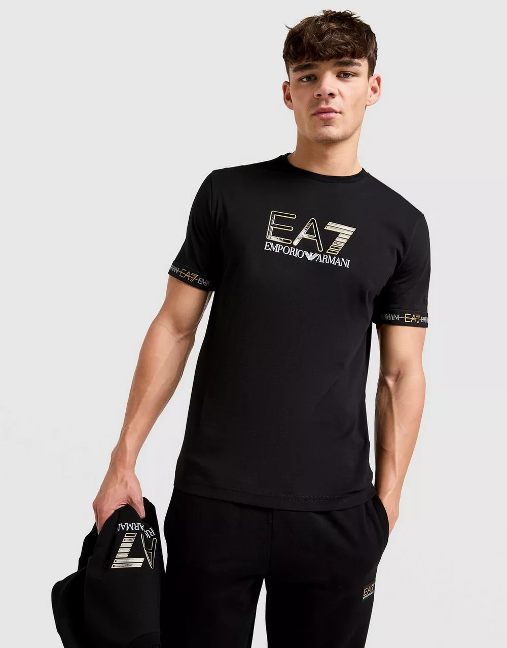 EMPORIO ARMANI 7 ФУТБОЛКА TAPE LL T BLK/GLD, фото 1 з 5