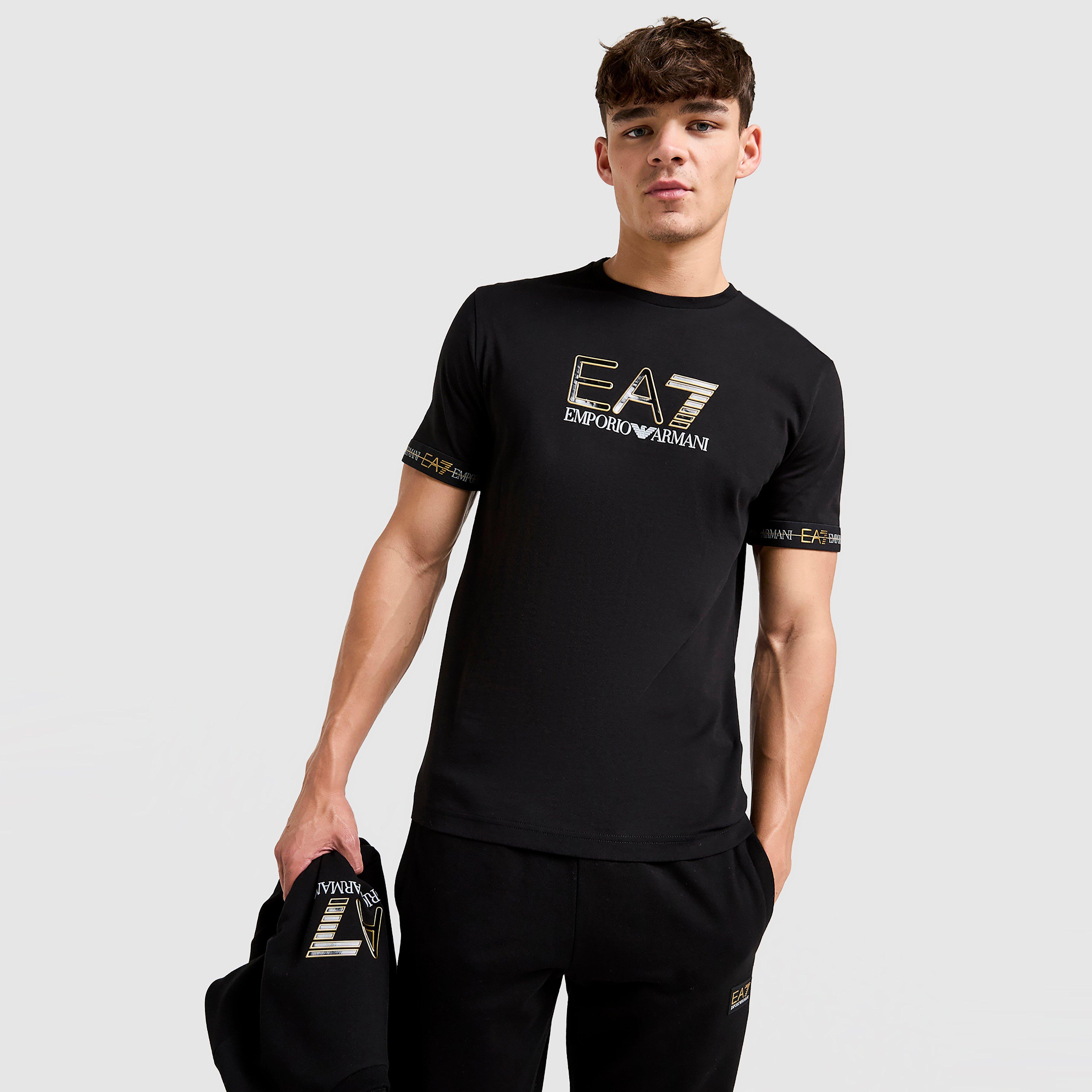 Koszulka, t-shirt męski EMPORIO ARMANI 7 T-SHIRT TAPE LL T BLK/GLD