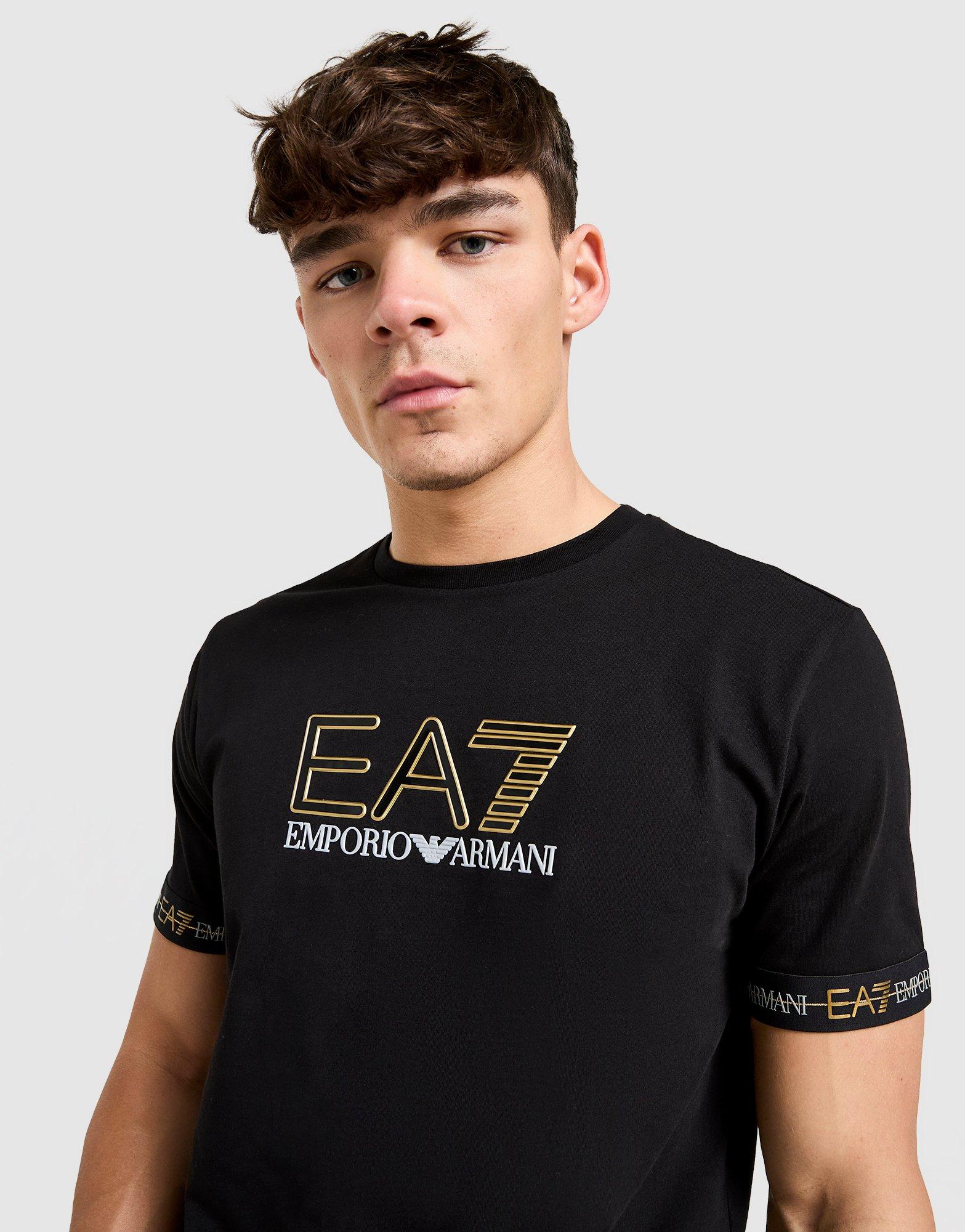 Koszulka, t-shirt męski EMPORIO ARMANI 7 T-SHIRT TAPE LL T BLK/GLD AF132447M001152UC001 Czarny