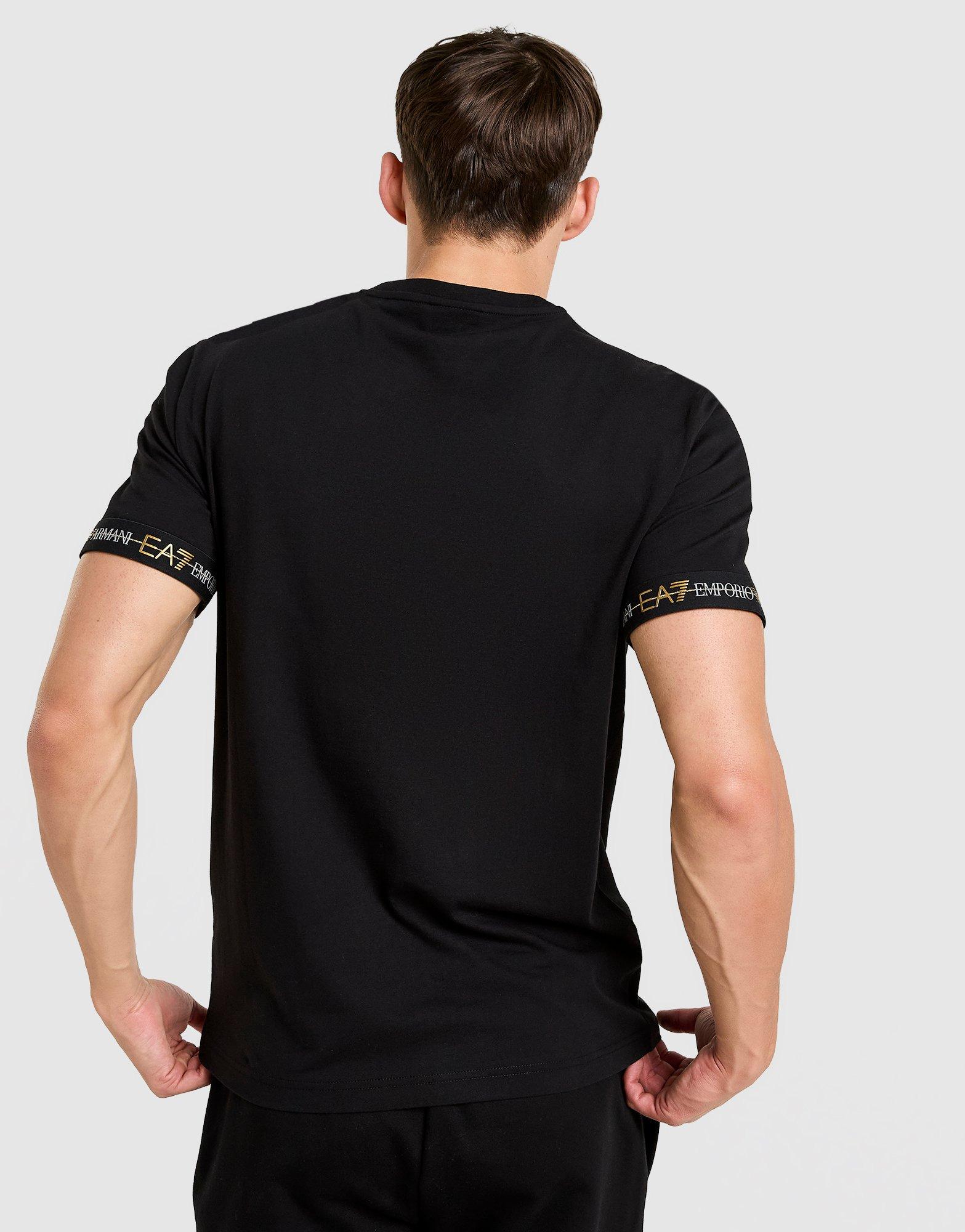 Koszulka, t-shirt męski EMPORIO ARMANI 7 T-SHIRT TAPE LL T BLK/GLD AF132447M001152UC001 Czarny